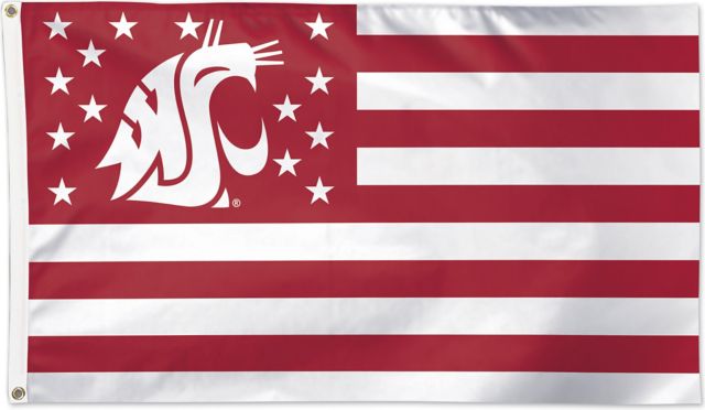 Washington State University 3'X5' Deluxe Flag-Stars And Stripes  - ONLINE ONLY