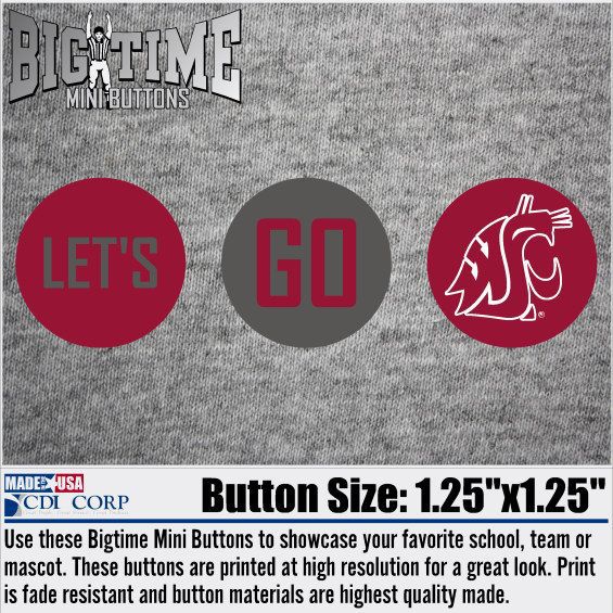 Washington State University Let's Go Cougars 3-Pack Mini Button