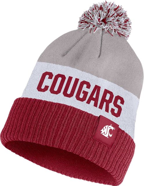 Washington State University Cougars Striped Pom Beanie