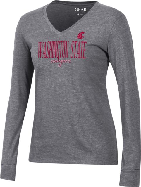 Washington State University Women's Cougars V-Neck Long Sleeve T-Shirt