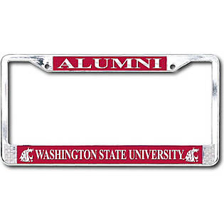 Washington State Cougars NCAA Rico Industries  Bling Chrome License Plate Frame with Glitter Accent