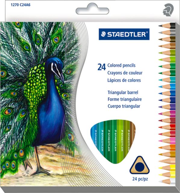 CRAYONS DE COULEUR TRIANGULAIRES, ENSEMBLE DE 24