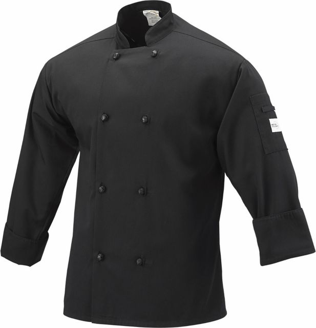 Cook Jacket.  Color: Black.  Cloth Knot Buttons.  Large.