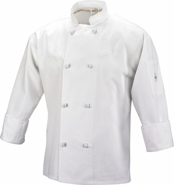 Cook Jacket.  Color: White.  Cloth Knot Buttons.  Extra Small.