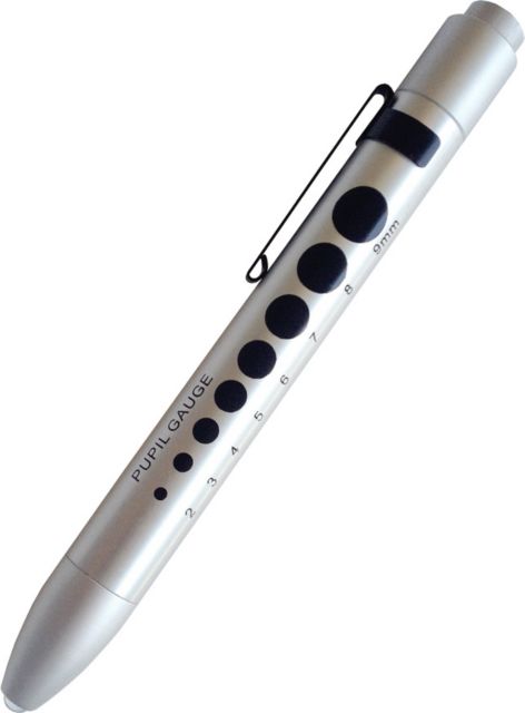 SOFT LED PUPIL GAUGE PENLIGHT IN POLY BAG-SILVER-BATTERY REPLACEABLE