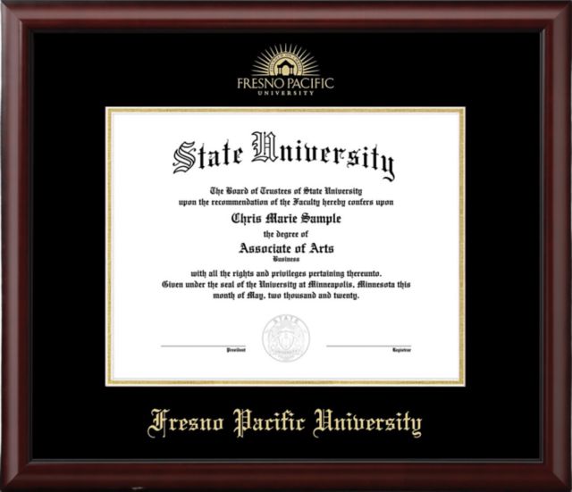 Fresno Pacific University Mahogany Scholar Diploma Frame