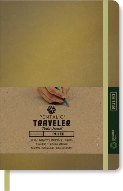 Pentalic - 6x 8 Brown Traveler Pocket Artist Drawing Journal, 160 Pages,  74 lb. Paper