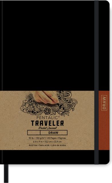 Pentalic Black 9x6 92-pounds Draw Traveler Pocket Journal 120 Page Book