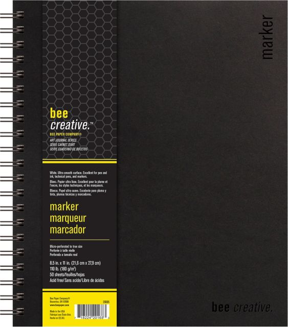 Bee Paper 8.5x11 110-pound Marker Bee Creative Art Journal Double Wire Bound Book 50/Sheets