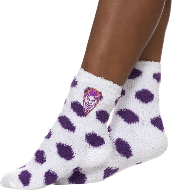 Northwestern State University Fuzzy Dot Socks
