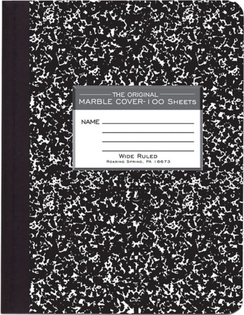 Composition Notebook Wide Ruled 100 Sheets 15# White Paper 9.75 IN x 7.75 IN Black Marble Hard Covers