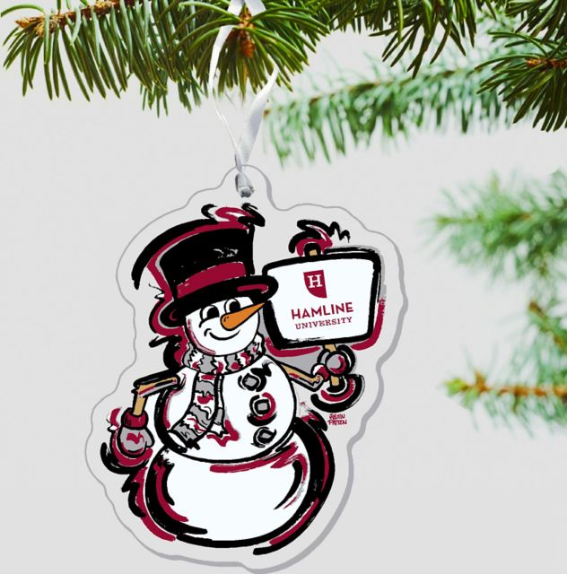 Hamline University Snowman 3'' x 4'' Etched Ornament