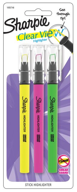 Sharpie Clear View Stick Highlighter 3 Pack