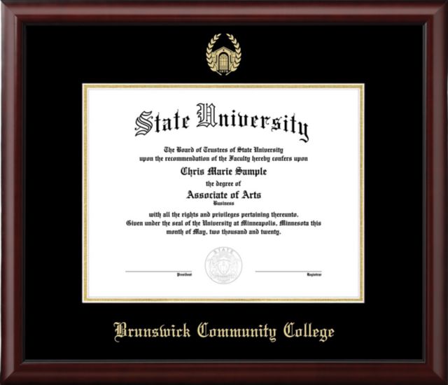 Brunswick Community College Mahogany Scholar Diploma Frame