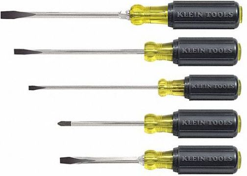 General Purpose Screwdriver 5 Piece Set, Phillips/Slotted Tip, Ergonomic Grip