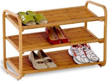 Whitmor 3-Tier Expandable Shoe Rack, Natural/Chorme