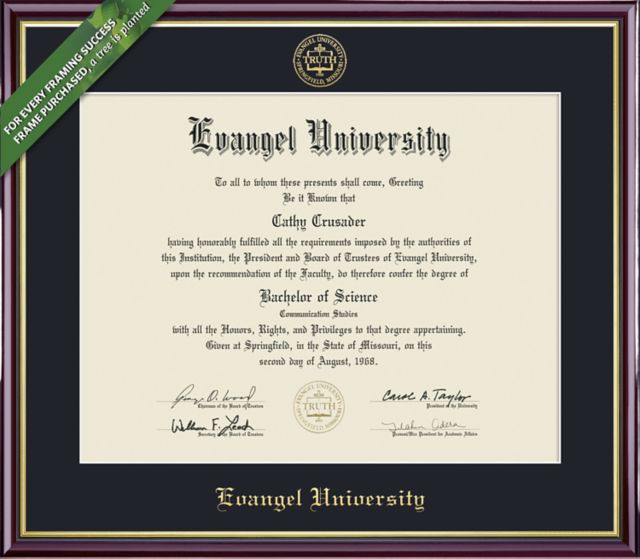 Evangel University  8.5'' x 11'' Value Price Academic Diploma Frame