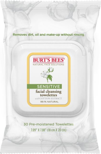 Burt's Bees Sensitive Facial Cleansing Towelettes with Cotton Extract 30ct