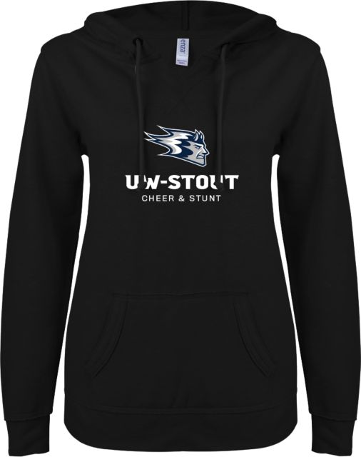 University of Wisconsin - Stout ENZA Womens V Notch Raw Edge Fleece Hoodie Cheer & Stunt - ONLINE ONLY