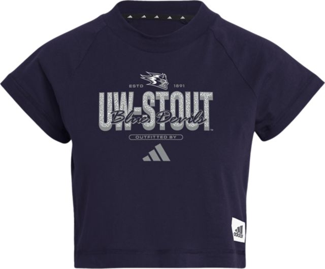 University of Wisconsin - Stout Women's Blue Devils Cropped Blue Devils Short Sleeve T-Shirt