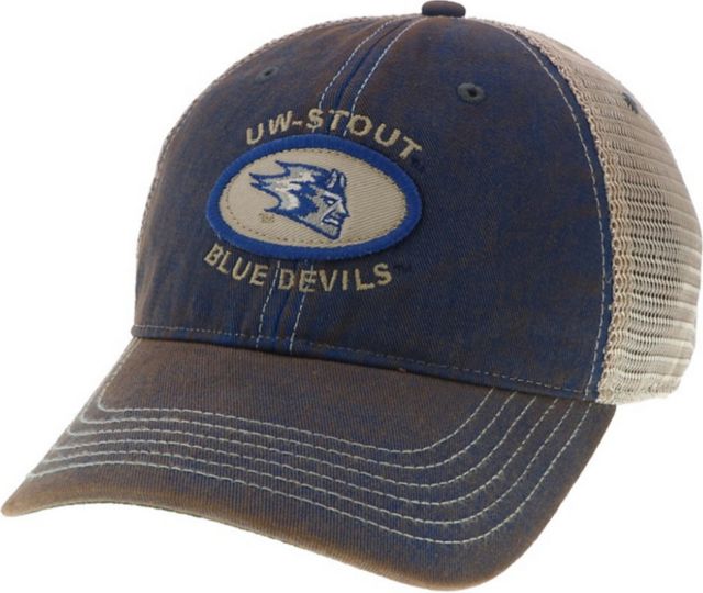 UW-Stout WI college baseball cap hat grey blue University Wisconsin Stout Blue Devil Adjustable Baseball  main image 2