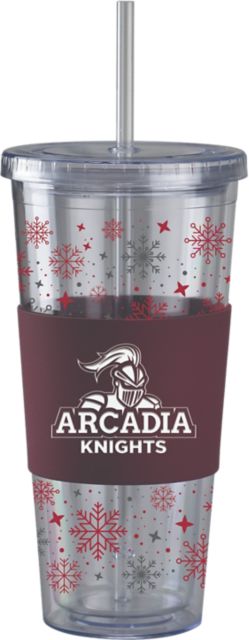 Arcadia University Bookstore Scarlet Knights Straw Snowflake Tumbler