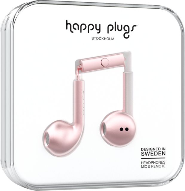 Happy Plugs Earbuds Plus with Mic - Pink Gold - ONLINE ONLY