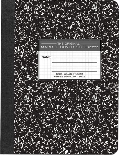 Composition Notebook 5x5 Graph Ruled 80 Sheets 15# White Paper 9.75 IN x 7.75 IN Black Marble Hard Covers