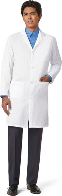 Mens White Fashion Fab Poplin Lab Coat Staff Length Medium