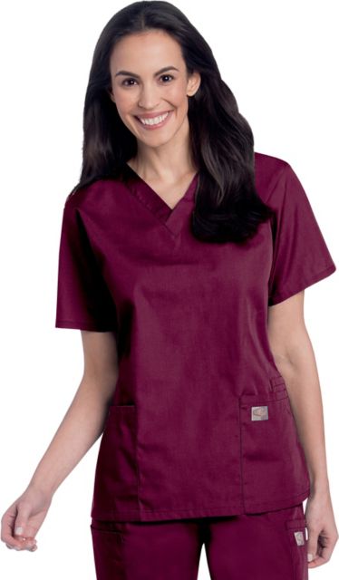 Scrub Zone Women's 3-Pocket V-Neck Scrub Top Wine Xtra Small