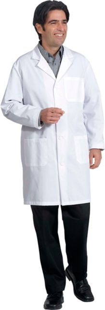 Men's Fine Line Twill 39 Inch White Lab Coat Size 32