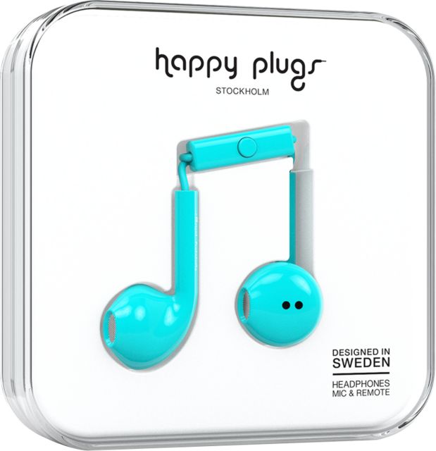 Happy Plugs Earbuds Plus with Mic - Turquoise  - ONLINE ONLY