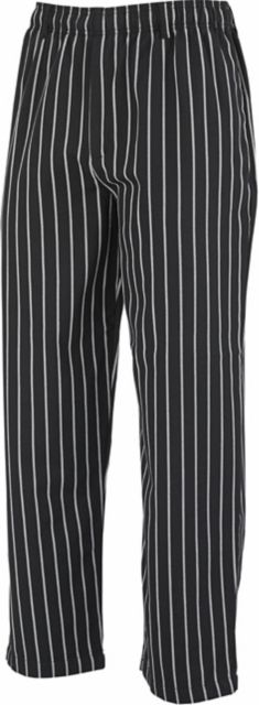 Cook Pant. Color: Black with White Chalk Stripe.  Extra Small.