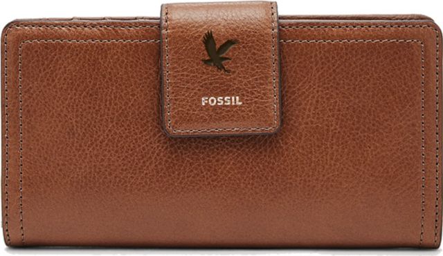 Fossil Leather Logan RFID Tab Clutch - Brown - ONLINE ONLY