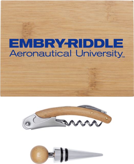 Embry Riddle Aeronautical University Bamboo Wine Tool Set