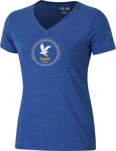 Embry Riddle Aeronautical University Eagles Mom Women's V-Neck Short Sleeve T-Shirt