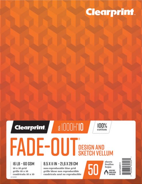 Design Vellum 1000H 10X10 Grid 8.5X11 50 Sheets