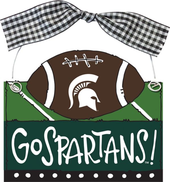 Michigan State University Wood Football Ornament