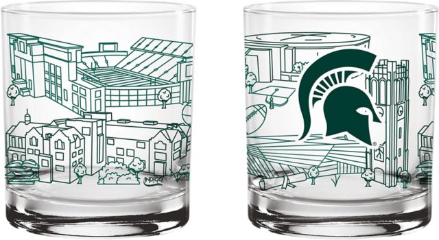 Michigan State University 14 oz. Campus Line Rocks Glass