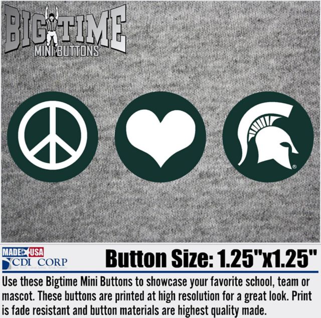 Michigan State University I Heart Mini Button - 3 Pack