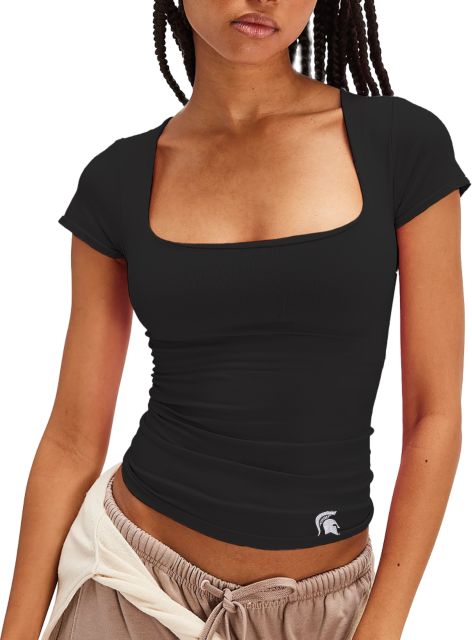 Michigan State Free People Womens Clean Lines Baby Tee Michigan State Primary Athletic Mark
