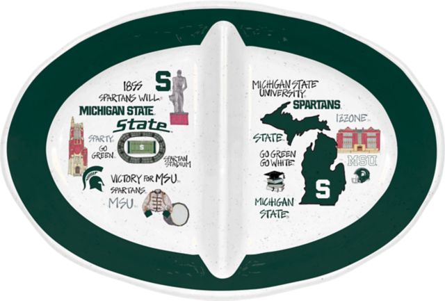 Michigan State University Two Section Platter