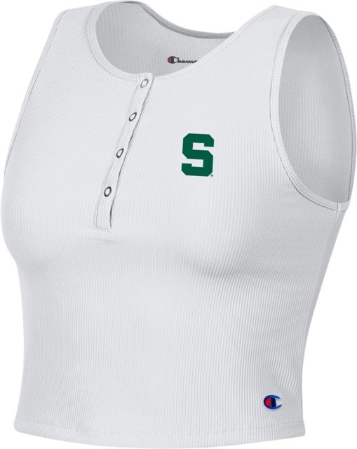 Michigan State University Women's Henley Cropped Tank Top