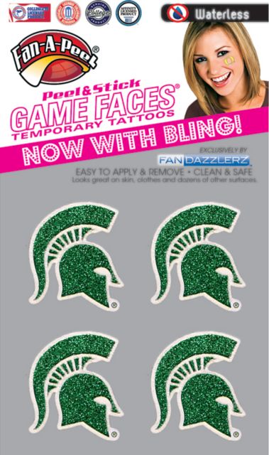 Michigan State University 4-Pack Waterless Glitter Tattoo