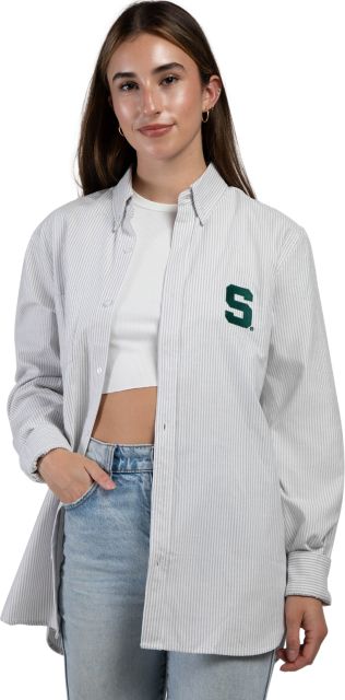Michigan State University Women's Striped Button Down