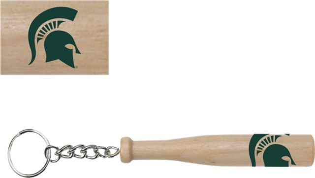 Michigan State University 4 in Bat Keychain