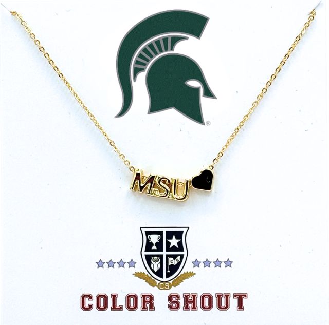 Michigan State University Love My College Heart Necklace