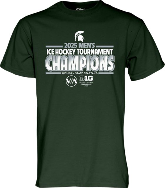 Michigan State University Men's Hockey 2025 Big 10 Tournament Champions Locker Room Short Sleeve T-Shirt