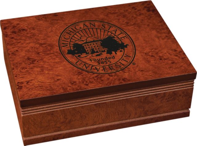 Michigan State University Burlwood Finished Box