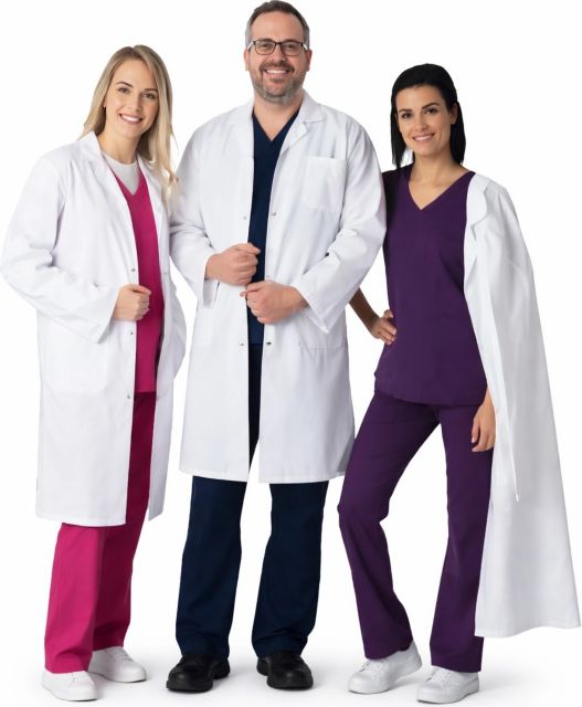 Snap Front White Lab Coat - No Cuffs - Model 4500 - XXS